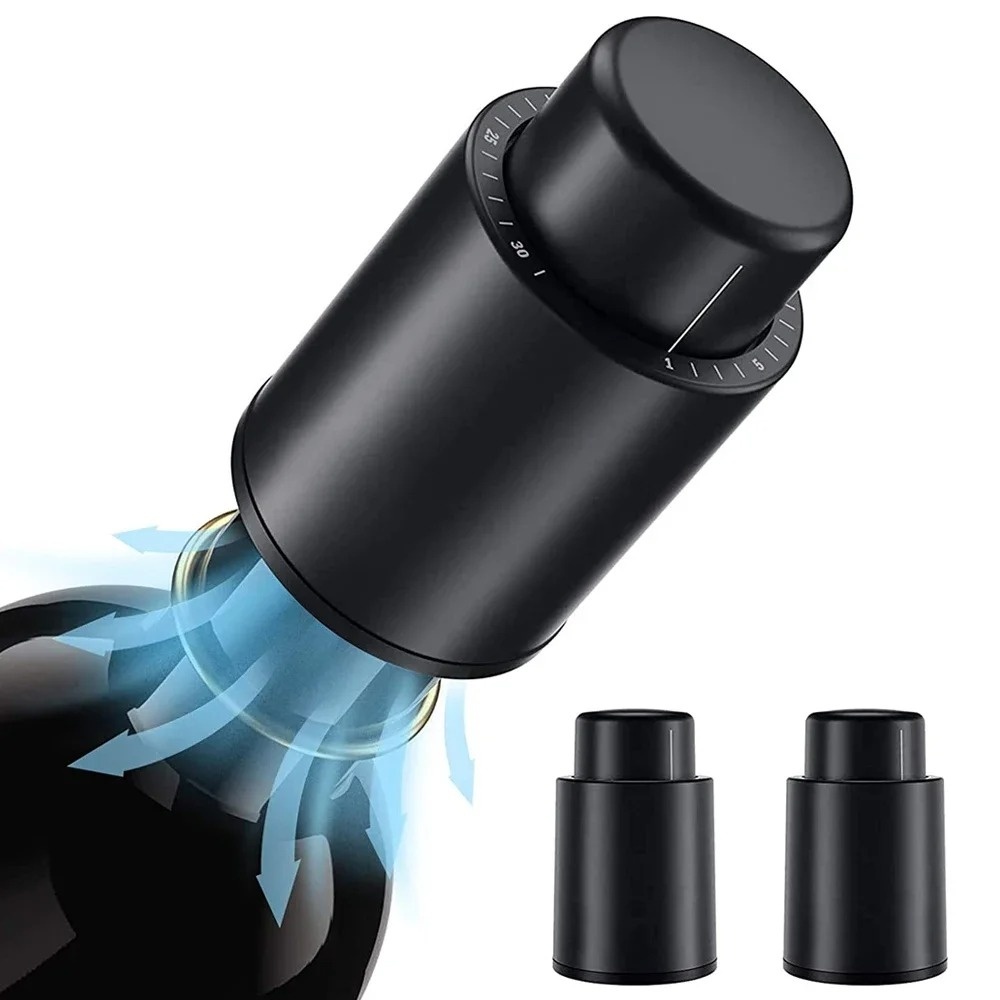 Wine Preservation Pump - Push-type vacuüm wijnbewaarkork luchtdichte herbruikbare kurk