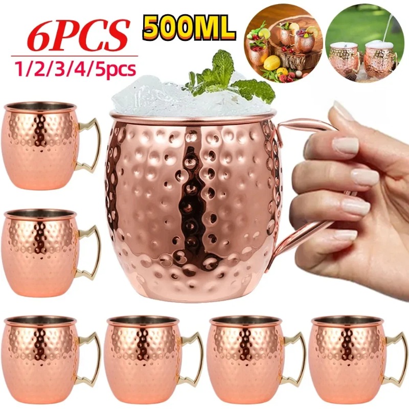 Mule Copper Mug - 1-6PCS Cocktail Wijnbeker Moskou Mule Mokken