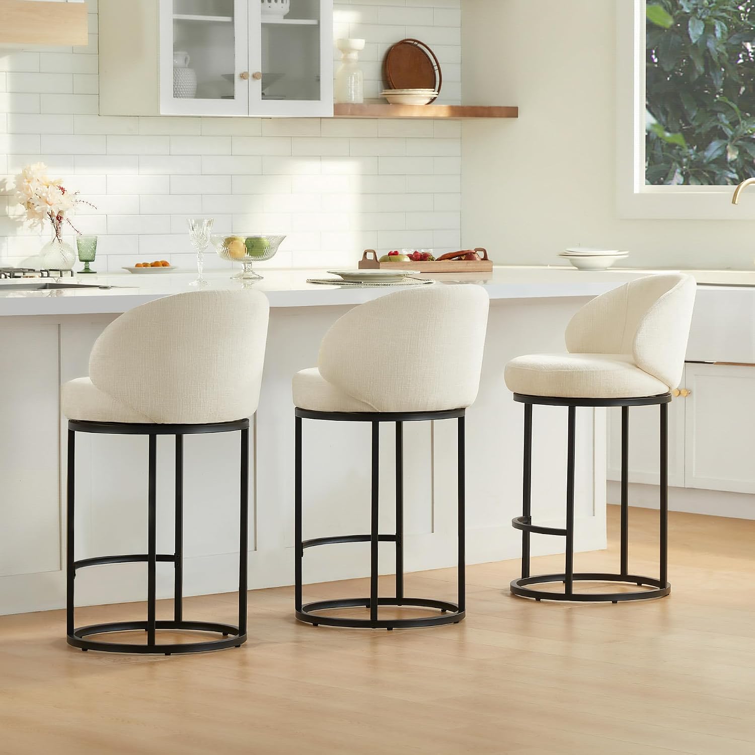 Home Bar Stools - Gestoffeerde draaibare barkrukken set van 3