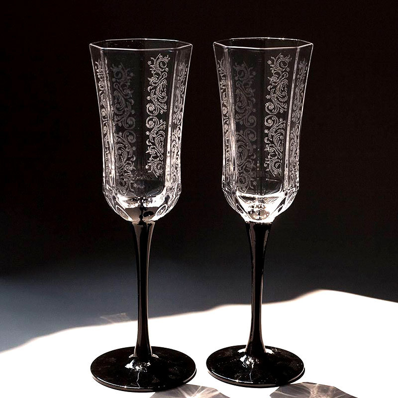 Old Fashioned Glass - Franse Vintage Champagneglas Zwarte Zwaan Valentijnsdag