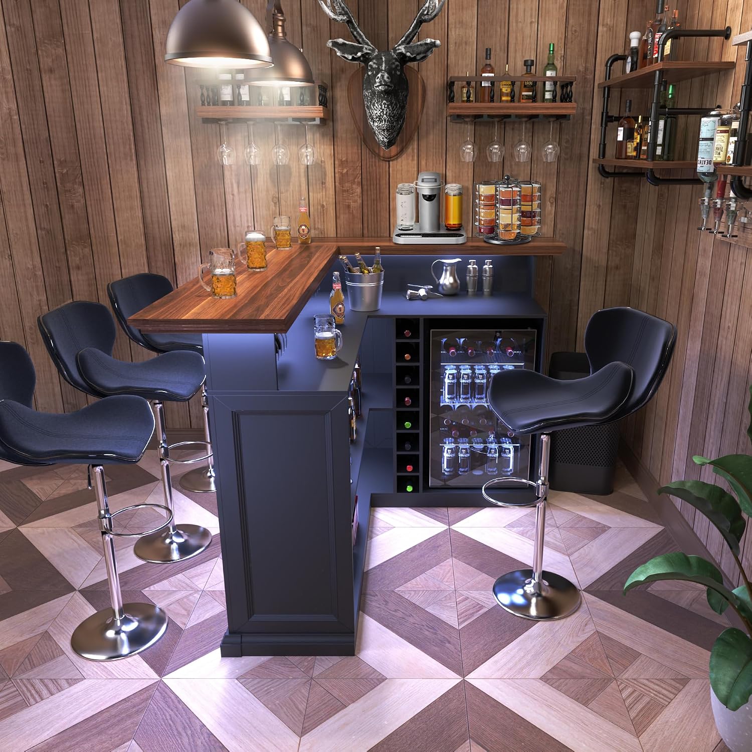 L-vormige thuiskast met koelka - Home Bar Lounge recensie en prijs
